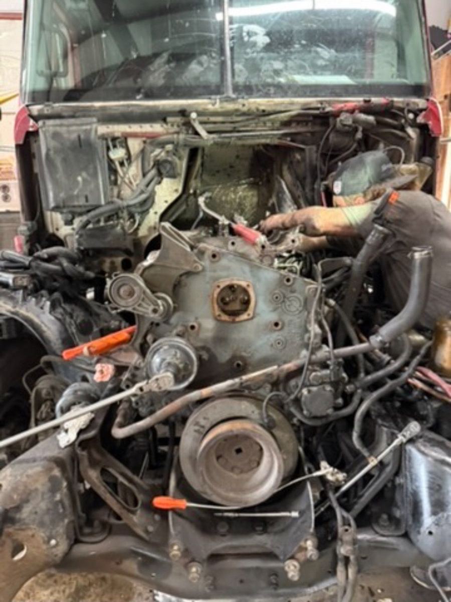 Truck with the engine pulled out