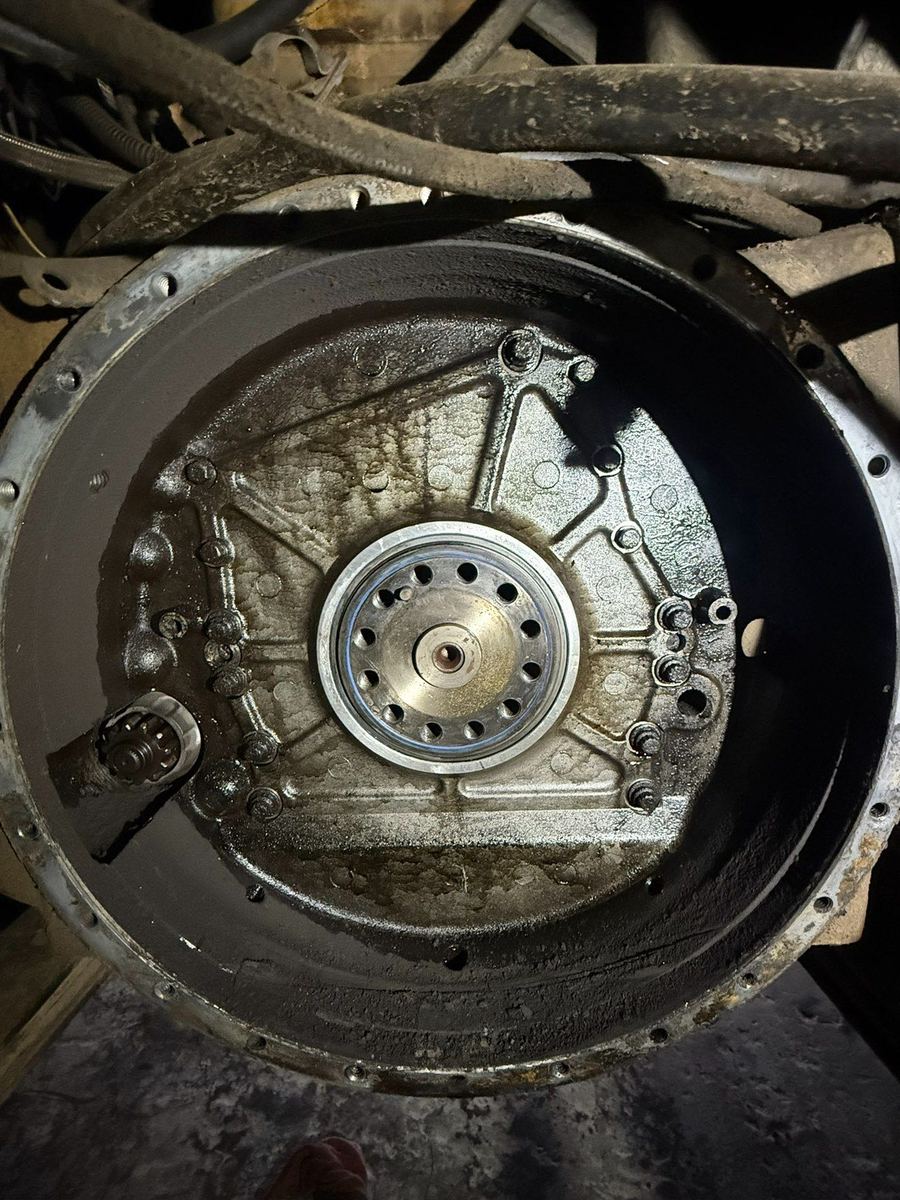 Oily, dirty flywheel housing